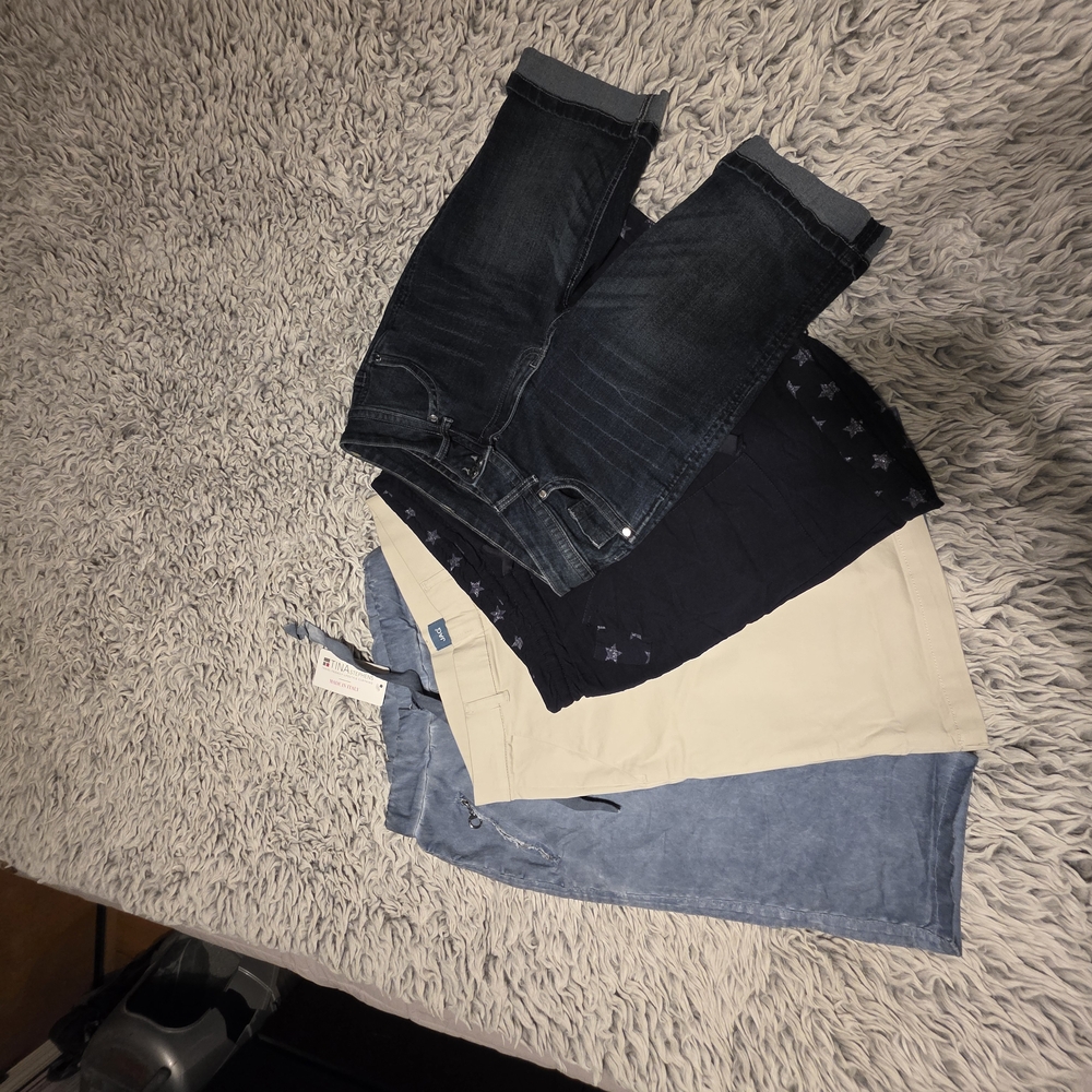 Women's Navy and Beige Bermudas